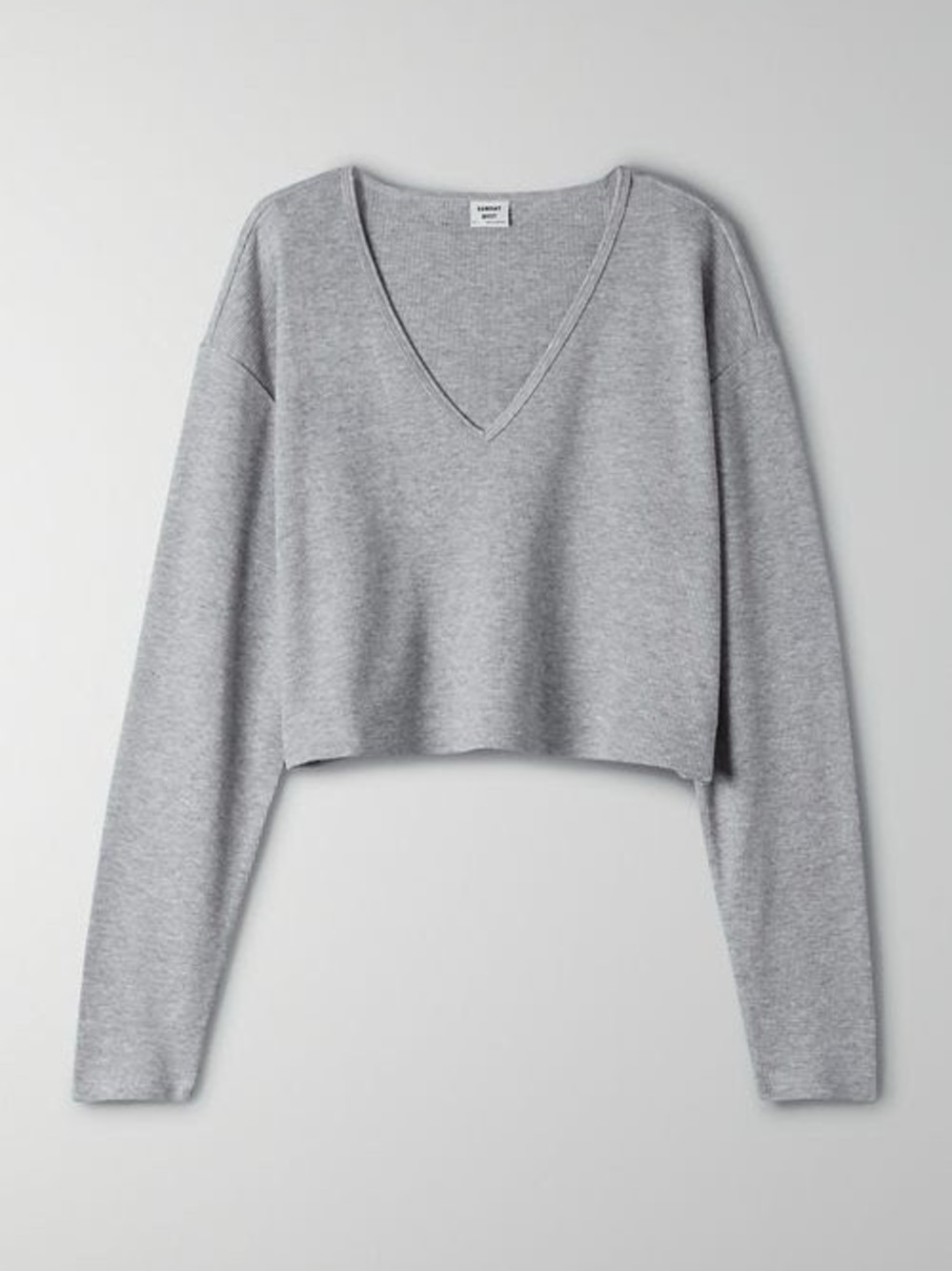 Sunday Best Baby Waffle Crop V-Neck Long Sleeve